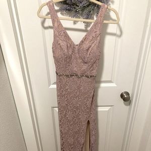 Junior’s Sparkly Evening Gown with front slit
